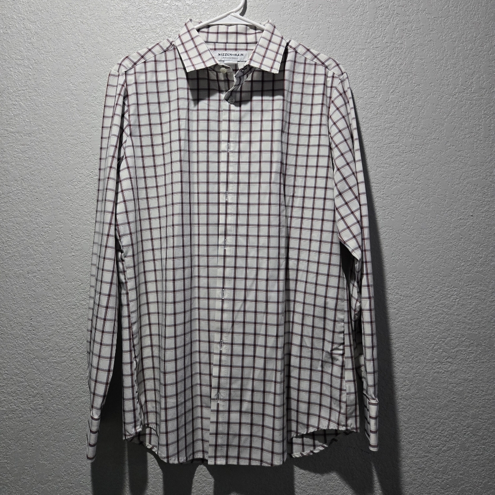 Mizzen+Main White and Red Plaid Shirt